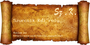 Szurcsik Károly névjegykártya